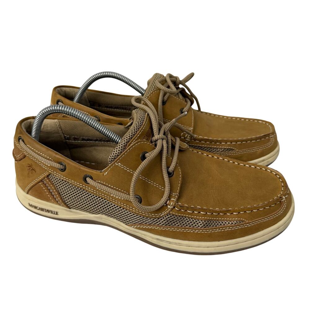 Margaritaville Boat Shoes Mens Size 13 Lace Up Brown Leather Casual